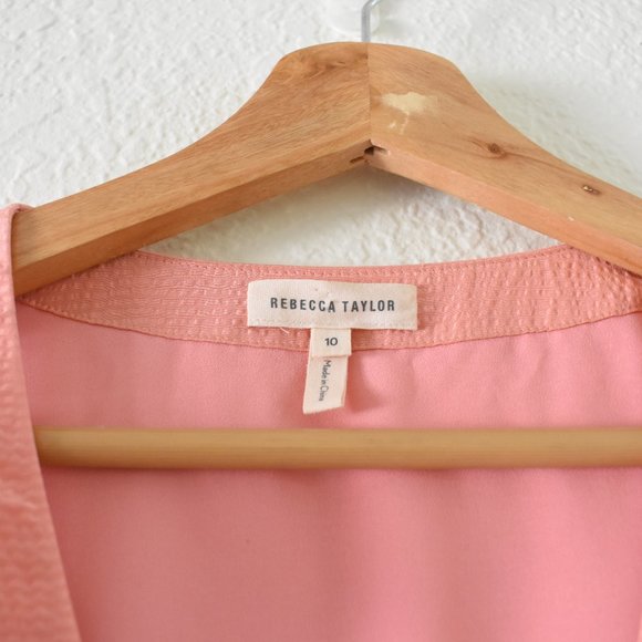 Rebecca Taylor Silk Ruffle V-Neck Dress Fit & Flare Flutter Sleeve - Picture 7 of 16